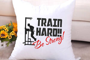 Подушка декоративная с принтом 'Train Haro. Be strong' Push IT Белый Кавун П000621