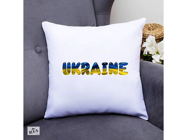 Подушка декоративная с принтом 'Ukraine окрас флага' Белый Кавун П000358