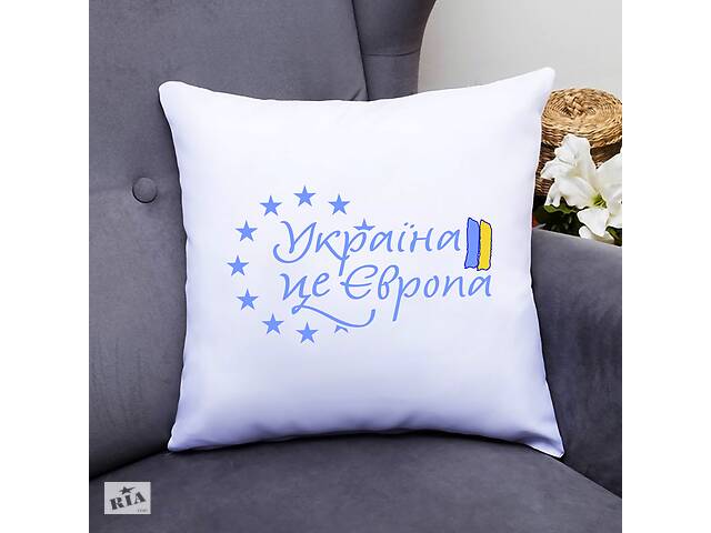 Подушка декоративная с принтом 'Украина - это Европа' Push IT Белый Кавун П000456