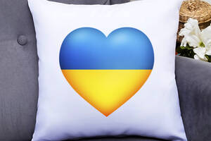 Подушка декоративная с принтом 'Украинское сердце 2' Белый Кавун П000356