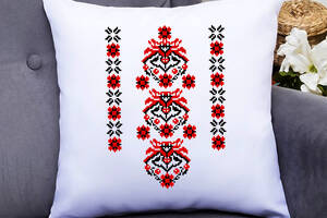 Подушка декоративная с принтом 'Украинский цветочный орнамент-вышиванка' Push IT Белый Кавун П000468
