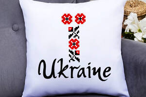 Подушка декоративная с принтом 'Украинский цветочный орнамент Ukraine' Push IT Белый Кавун П000467