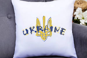 Подушка декоративная с принтом 'Желтый герб Украины Ukraine' Push IT Белый Кавун П000442