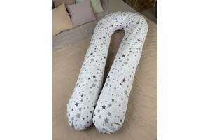 Подушка для беременных с наволочкой Coolki Stars on white XXL 150x75