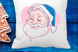Подушка с новогодним принтом Дедушка Мороз Белый Кавун П003639