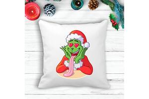 Подушка с новогодним принтом Гринч The Grinch Влюблен Белый Кавун П003600