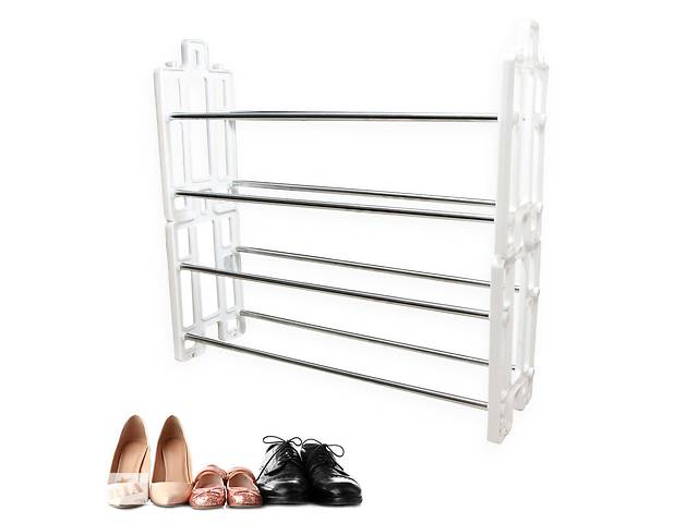 Полка для обуви на 4 яруса 'Shoe Rack' Белая, этажерка подставка под обувь 58х60см (полиця для взуття) (ST)
