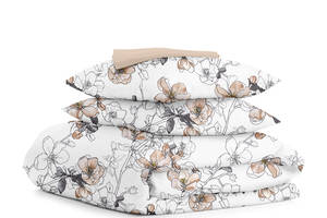Полуторная постель с простыней на резинке EXOTIC FLOWERS CS2 Cosas Бежевый 160х220 см