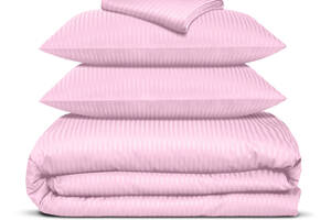 Полуторная постель сатин с простыней на резинке BUBBLE Cosas розовый 160х220 см