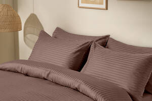 Полуторная постель сатин с простыней на резинке LATTE Cosas Коричневый 160х220 см
