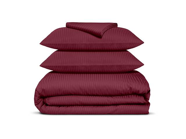 Полуторная постель сатин с простыней на резинке SANGRIA Cosas Бордовый 160х220 см