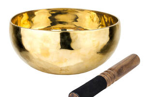 Поющая чаша Тибетская Singing bowl Ручная холодная ковка 21/21/9.6 см Бронза полированная (27397)