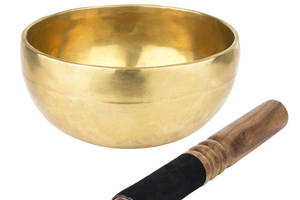 Поющая чаша Тибетская Singing bowl Ручная холодная ковка 13.6/13.6/6.5 см Бронза матовая (26562)