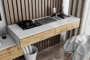 Письменный стол подвесной Gusar Т-222 1200x500х160 мм 16 мм Белый-Дуб аппалачи