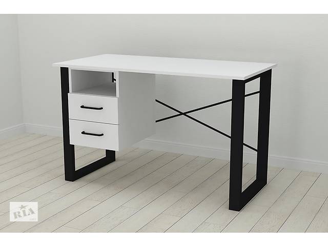 Письменный стол с ящиками Ferrum-decor Оскар 750x1400x600 металл Черный ДСП Белое 16 мм (OSK0022)