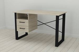 Письменный стол с ящиками Ferrum-decor Оскар 750x1400x700 металл Черный ДСП Сонома 16 мм (OSK0067)