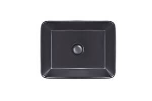 Раковина-чаша Qtap Tern 475х370х140 Matt black з донним клапаном QT172074MBMB