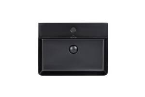 Раковина Qtap Nando LT 600х420х120 Matt black з донним клапаном QT12112173MBMB