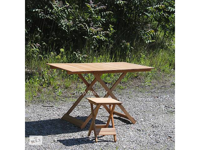 Раскладной деревянный столик со стульями 6 шт для пикника (72х120) Комплект садовой складной мебели