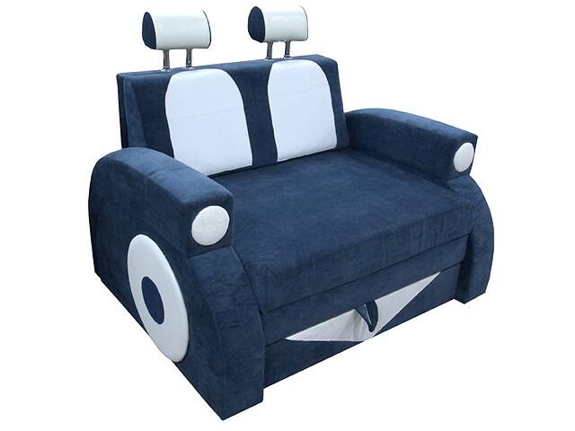 Розкладний дитячий диванчик машинка Ribeka Фаетон з підлокітниками Синій (25M02)