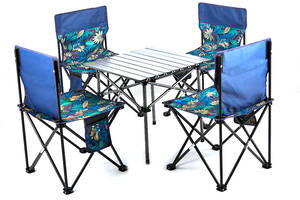 Раскладной стол для пикника с 4 стульями, стол-53х53х50см, стул-37х37х30см, алюміній+тканина, Gray, Bag