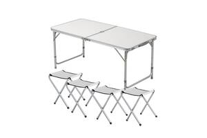 Раскладной туристический стол Easy Campi для пикника со стульями складной стол и 4 стула Белый+Bluetooth колонка Е2