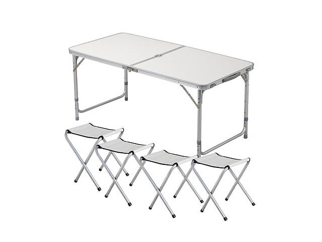 Раскладной туристический стол Easy Campi для пикника со стульями складной стол и 4 стула Белый+Bluetooth колонка Е2