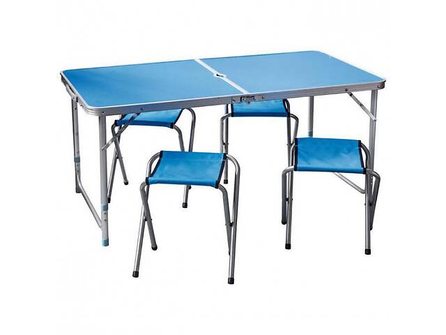 Раскладной туристический стол Easy Campi для пикника со стульями складной стол и 4 стула Синий+Гамак мексиканский+Ман...