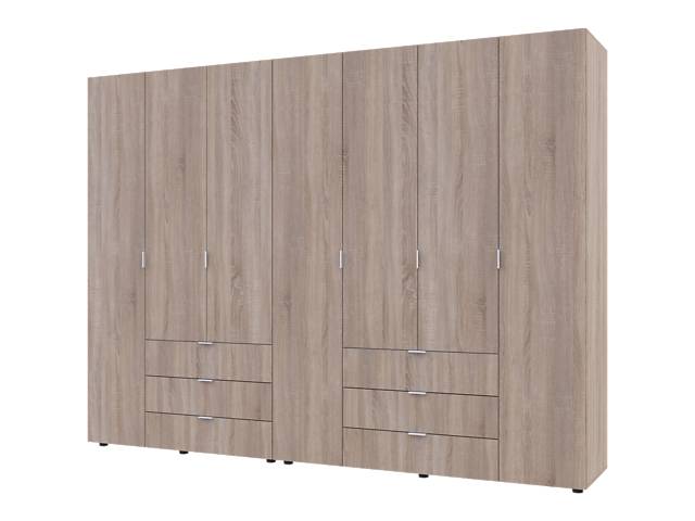 Распашной шкаф для одежды Doros Гелар комплек Дуб Сонома 3+4 двери ДСП 271,2х49,5х203,4 (42002127)