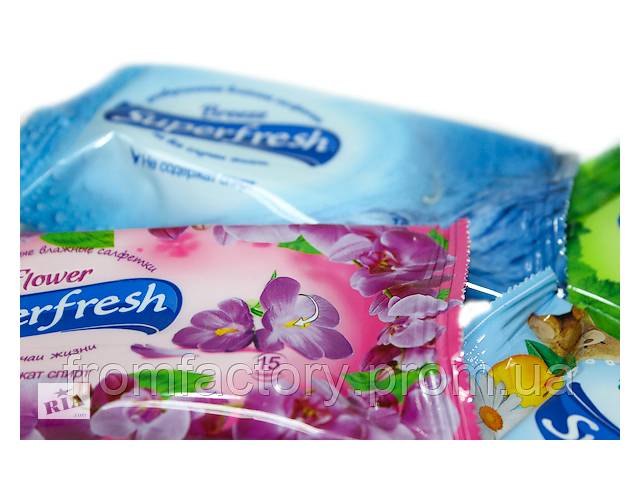 Салфетки влажные SuperFresh (15шт./Виноград/Цветы/Морской Бриз)