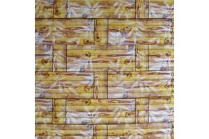 Самоклеющаяся декоративная 3D панель бамбуковая кладка желтая 700x700x8.5мм (056)