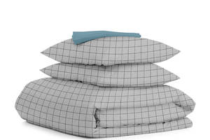 Семейная постель с простыней на резинке GREY GEOMETRY CS3 Cosas серый 2х160х220 см