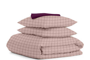 Семейная постель с простыней на резинке ROSE GEOMETRY CS2 Cosas розовый 2х160х220 см