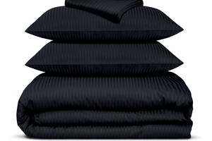 Семейная постель сатин с простыней на резинке ONYX Cosas черный 2х160х220 см