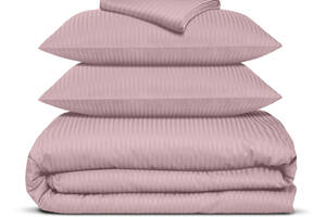 Семейная постель сатин с простыней на резинке SAKURA Cosas лиловый 2х160х220 см