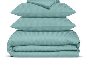 Семейный комплект постельного белья сатин BERMUDA Cosas бирюзовый 2х160х220 см