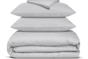 Семейный комплект постельного белья сатин SILVER Cosas серый 2х160х220 см