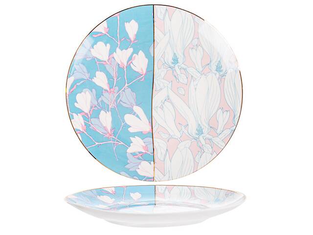 Сервировочные тарелки в наборе 6 штук диаметр 20 см Flowers Pink-Blue AL120793 Lefard
