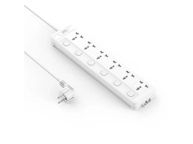 Сетевой удлинитель 2 метра XO WL18 6 розеток 10A 250V White N