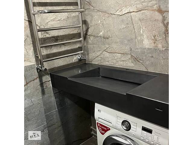 Щілинний умивальник з бетону, стільниця у ванну, раковина, мийка, лофт - Фото 2