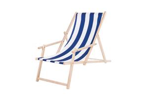 Шезлонг (крісло-лежак) дерев'яний для пляжу, тераси та саду Springos DC0003 WHBL