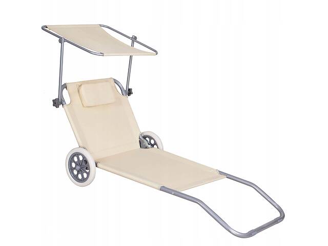 Шезлонг (лежак) для пляжа, террасы и сада с колесами и навесом Springos GC0041