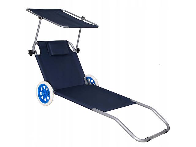 Шезлонг (лежак) для пляжа, террасы и сада с колесами и навесом Springos GC0044