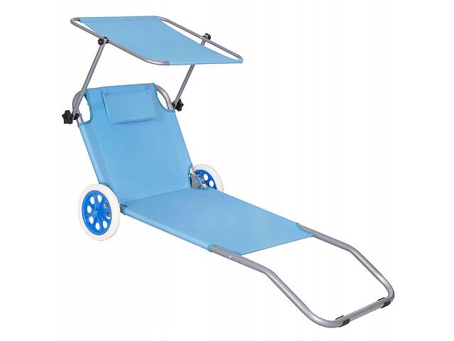 Шезлонг (лежак) для пляжа, террасы и сада с колесами и навесом Springos GC0045