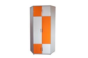 Шкаф детский Мебель UA™ Пионер-МДФ A угловой 2200х810х810 модерн Белый глянец/Оранж (6101)