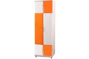 Шкаф детский Мебель UA™ Пионер-МДФ B для одежды с релингом 2200х700х520 модерн Белый глянец/Оранж (6103)