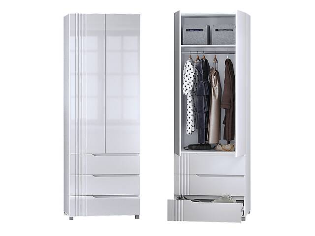 Шкаф для одежды 'Портленд' DiPortes К-823-L Белый глянец (80/230/56) МДФ