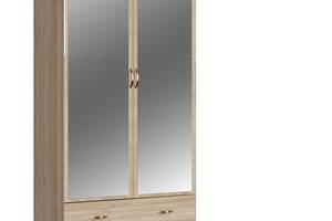 Шкаф плательный серии Барбара 0,9м. (зеркальный, 2 ящика) МАКСИ МЕБЕЛЬ Дуб сонома (10894)