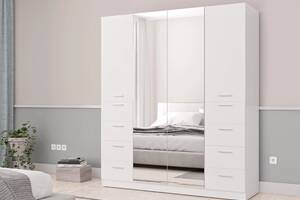Шкаф распашный с ящиками и зеркалом Gusar Шик 7_4Д 1831х550х2100 мм Белый