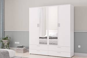 Шкаф распашный с зеркалом Gusar Spazio Fourdoor 4Д+4Ш 1831х500х1986 мм Белый